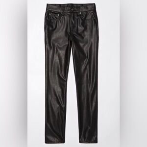 American Eagle Black Leather-Look wide-legged pants